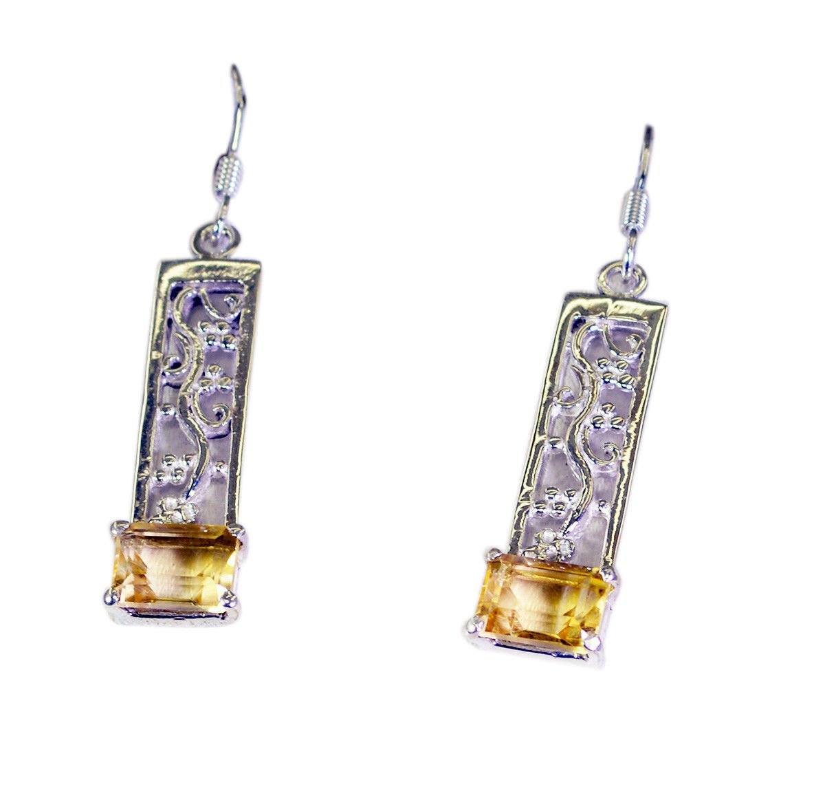 pleasing citrine 925 Solid Sterling Silver Yellow Earring Natural normaly US