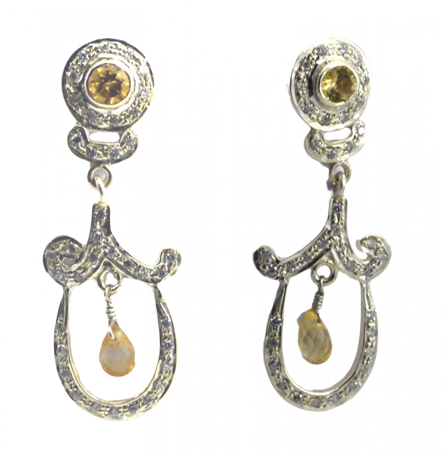 attractive citrine 925 Solid Sterling Silver Yellow Earring Natural generally US