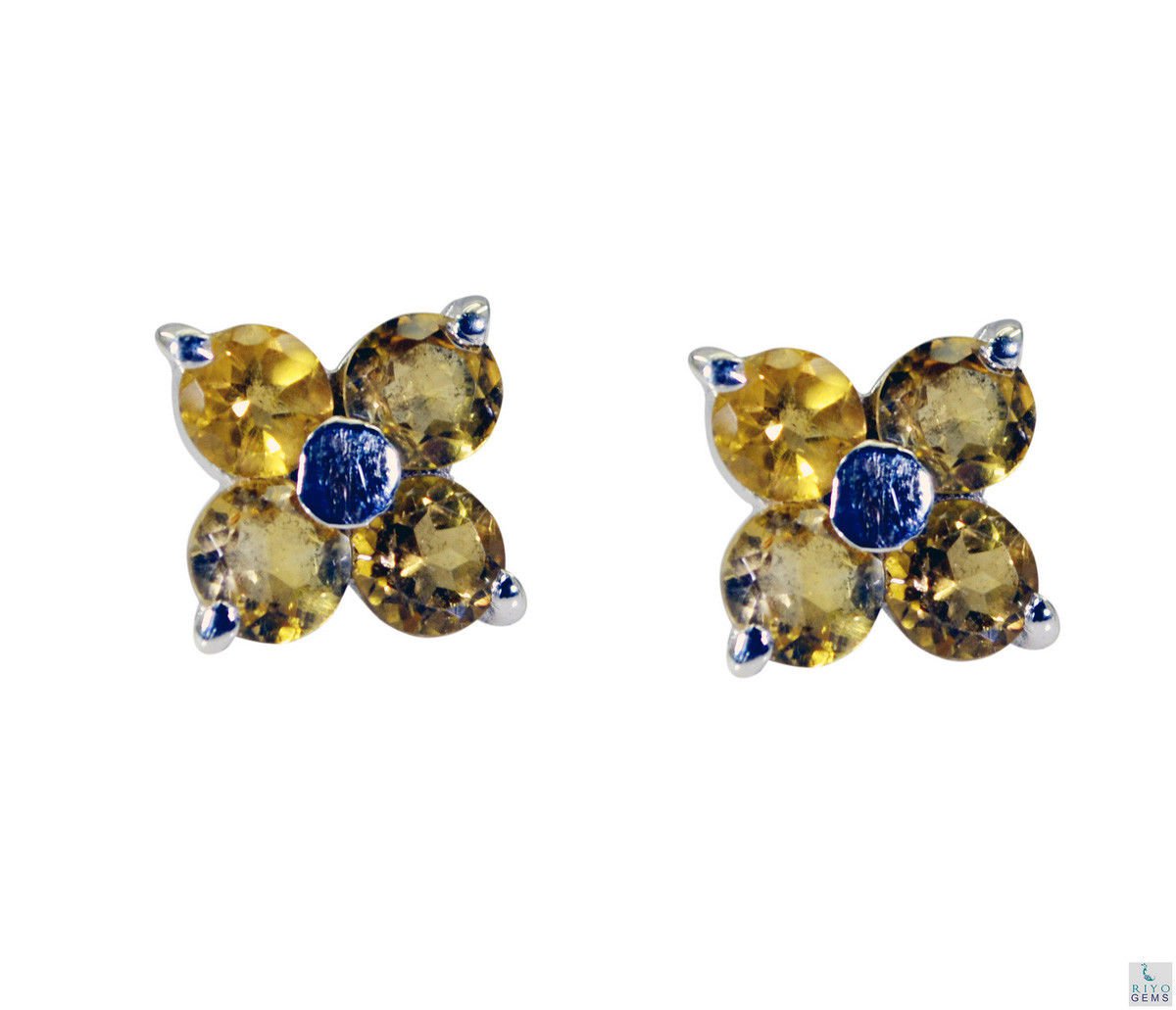 enticing Citrine 925 Solid Sterling Silver Yellow Earring Natural jaipur US