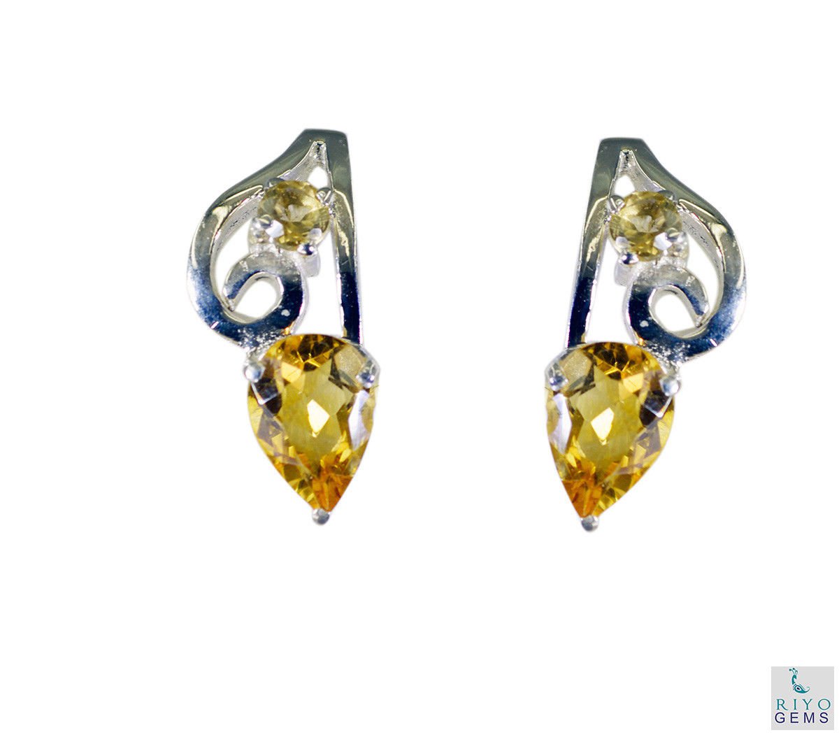 delicate Citrine 925 Solid Sterling Silver Yellow Earring Natural handmade US