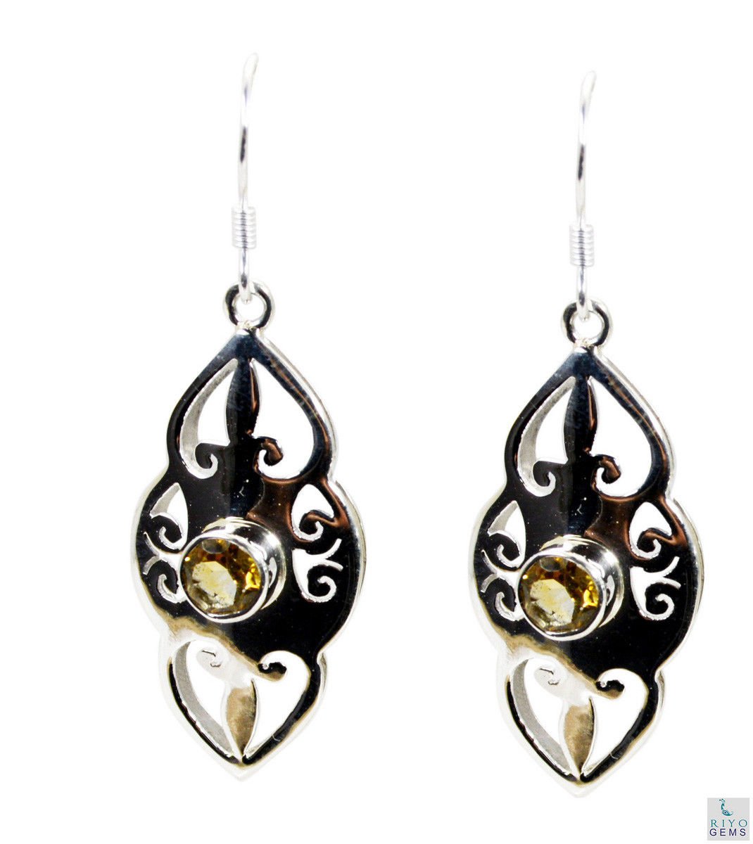 comely Citrine 925 Solid Sterling Silver Yellow Earring genuine india US