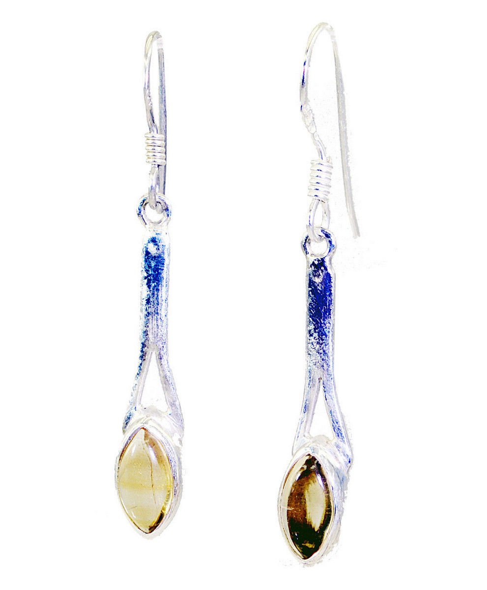 fine Citrine 925 Solid Sterling Silver Yellow Earring Natural casually US