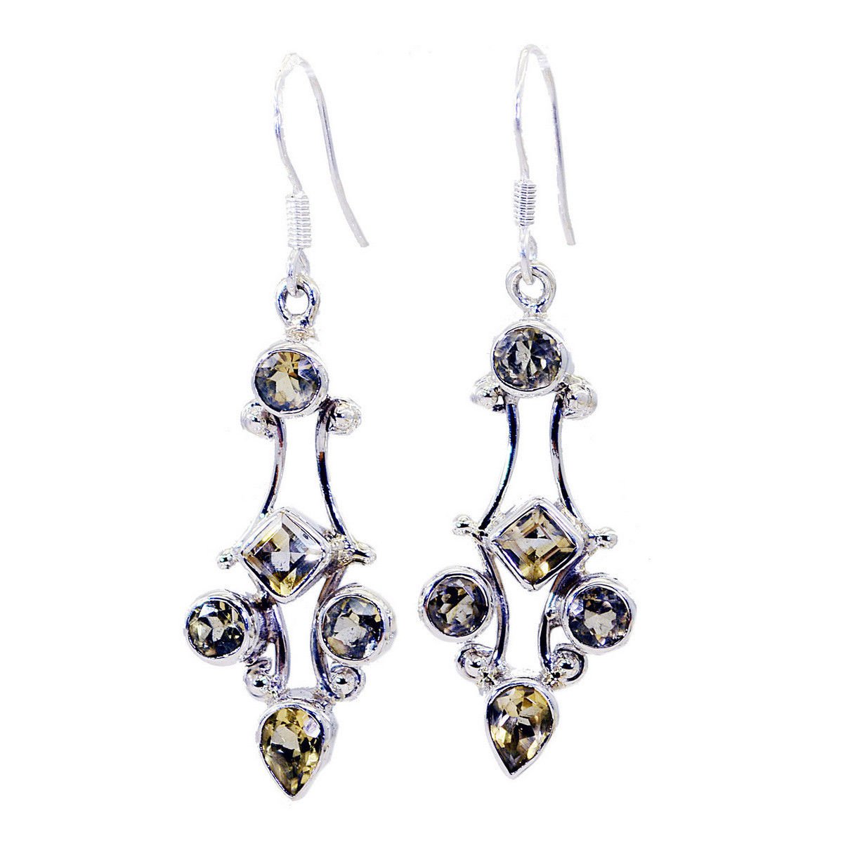 enticing Citrine 925 Solid Sterling Silver Yellow Earring genuine normaly US