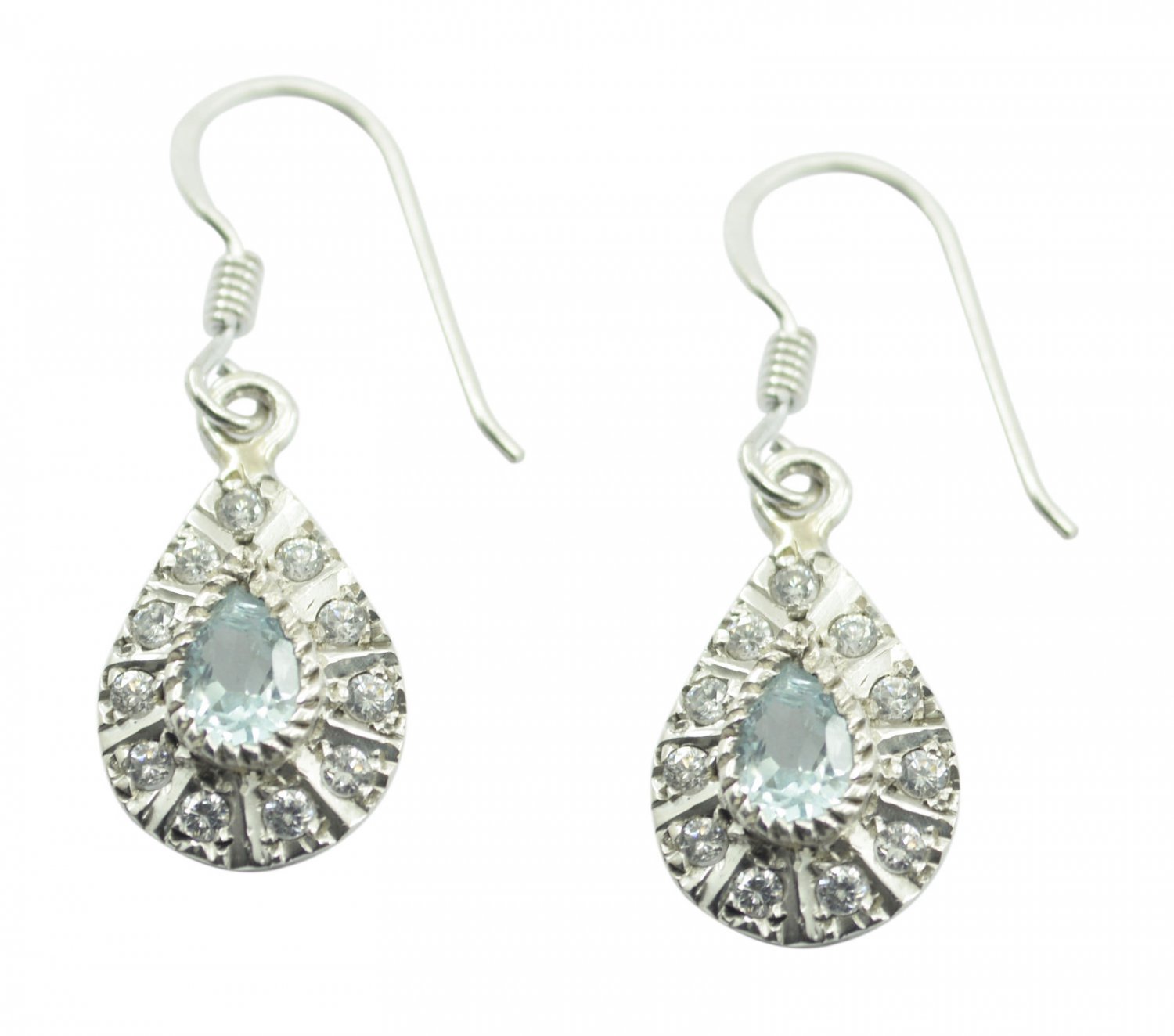 classy Blue Topaz 925 Solid Sterling Silver Blue Earring genuine gemstones US