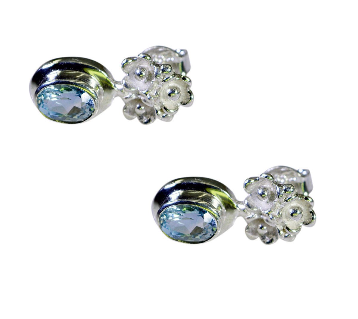 handsome Blue Topaz 925 Sterling Silver Blue Earring Natural handcrafted US