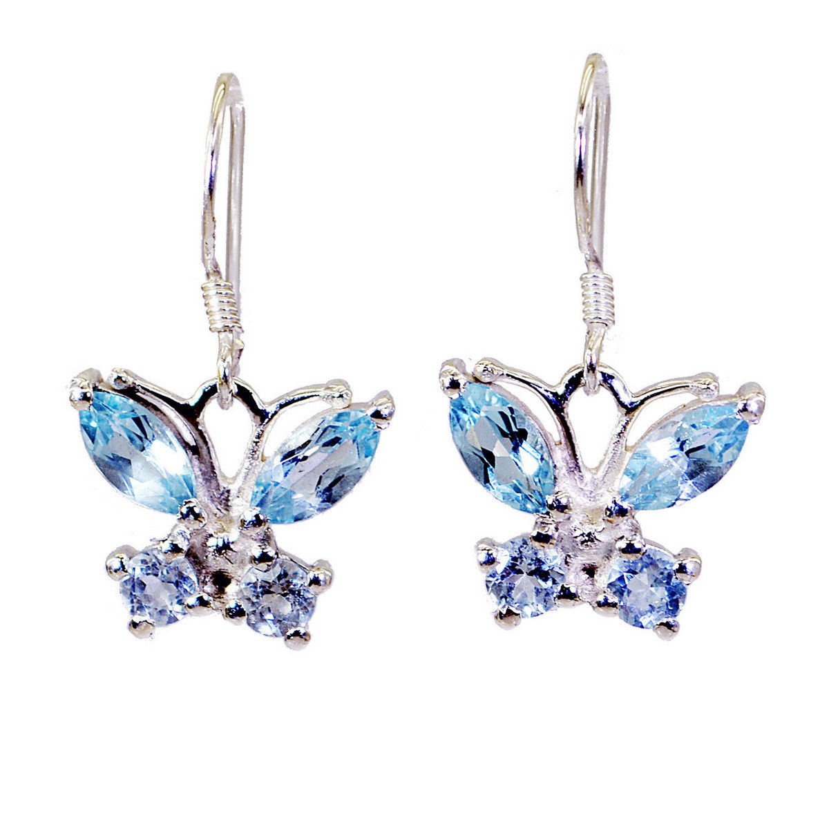 ideal Blue Topaz 925 Solid Sterling Silver Blue Earring genuine jewelry US
