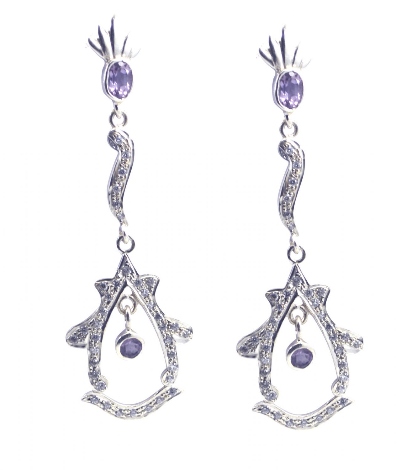 exquisite Amethyst 925 Solid Sterling Silver Purple Earring Natural jaipur US