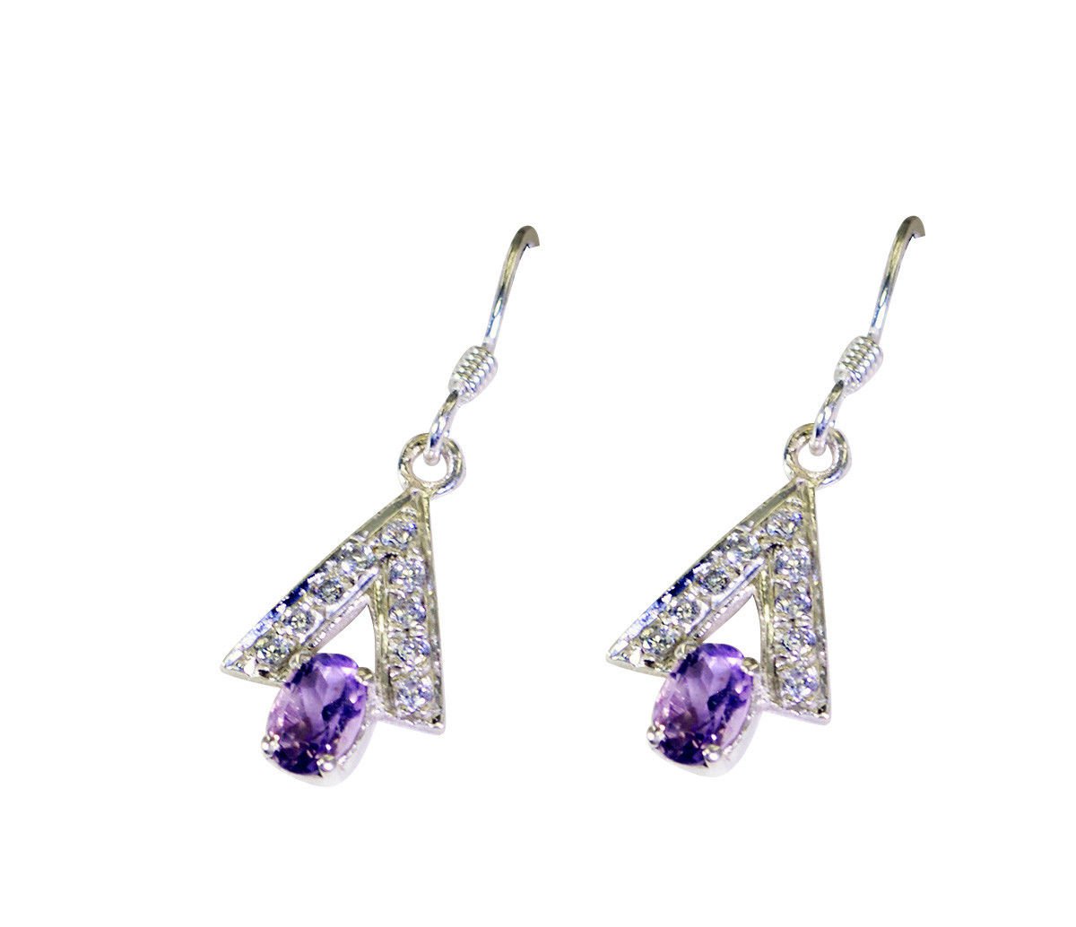 pleasing Amethyst 925 Solid Sterling Silver Purple Earring Natural Designer US