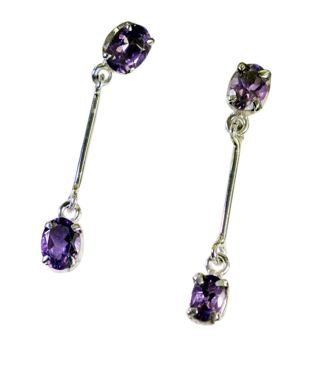 splendiferous Amethyst Solid Sterling Silver Purple Earring Natural casually US