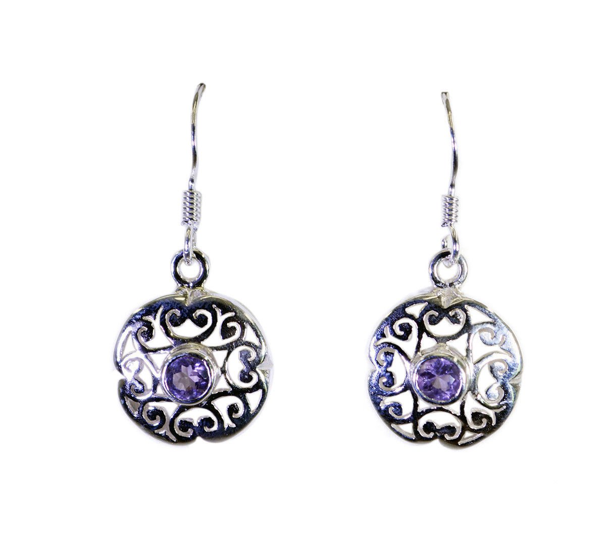 grand Amethyst 925 Solid Sterling Silver Purple Earring Natural simply US