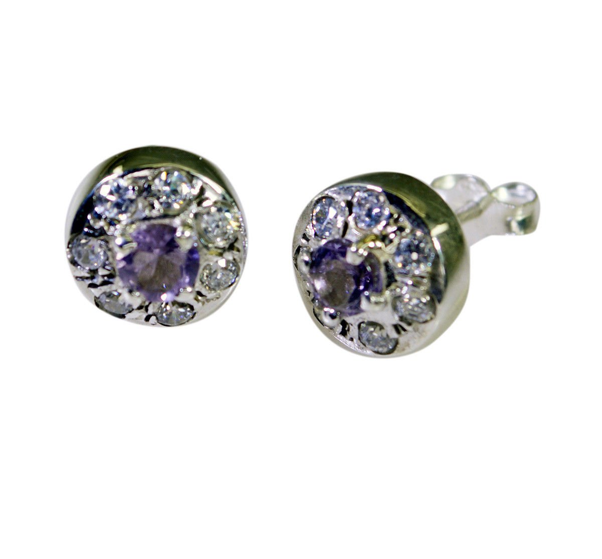 fascinating Amethyst 925 Solid Sterling Silver Purple Earring Natural regular US
