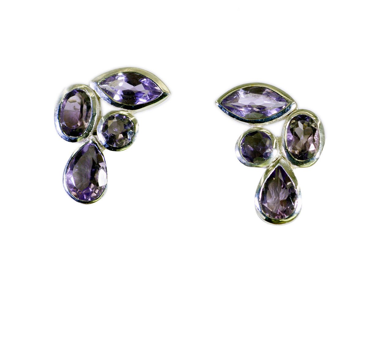 enticing Amethyst 925 Solid Sterling Silver Purple Earring Natural common US
