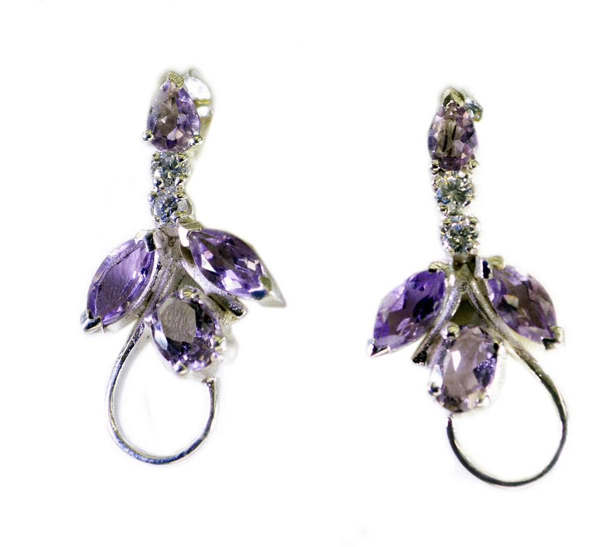 cute Amethyst 925 Solid Sterling Silver Purple Earring genuine jewelry US