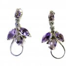 cute Amethyst 925 Solid Sterling Silver Purple Earring genuine jewelry US