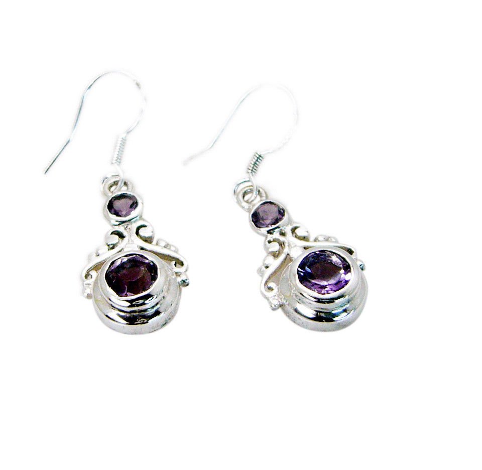 splendiferous Amethyst Solid Sterling Silver Purple Earring genuine indian US