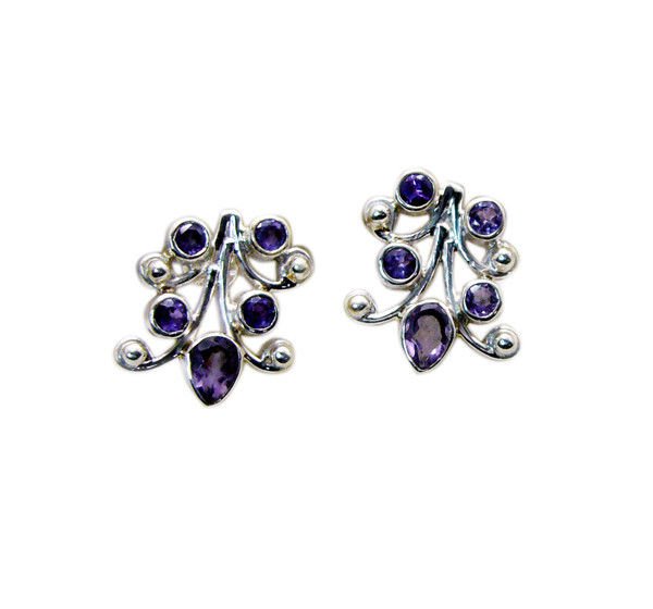 inviting Amethyst 925 Solid Sterling Silver Purple Earring genuine jaipur US
