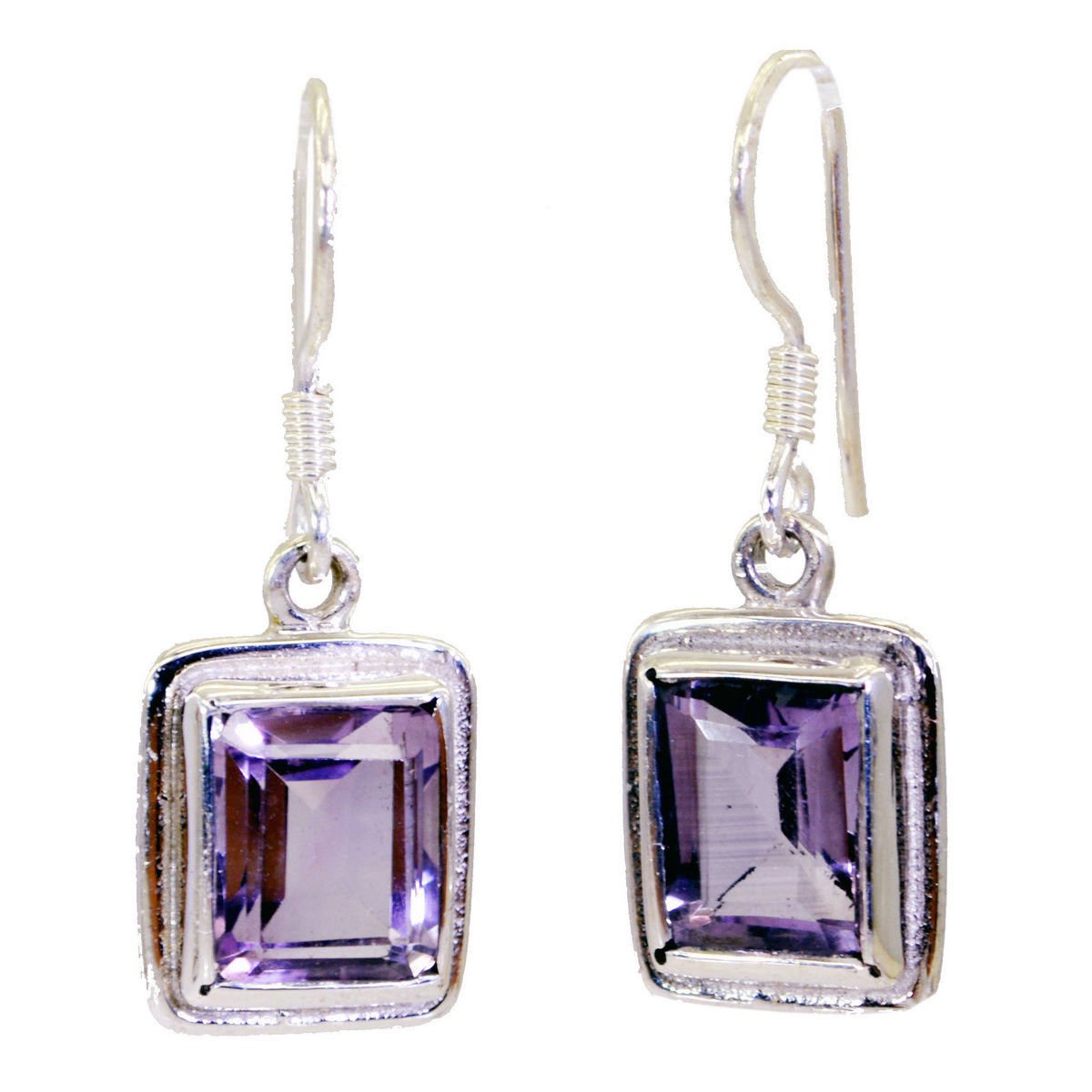 cute Amethyst 925 Solid Sterling Silver Purple Earring Natural freely US