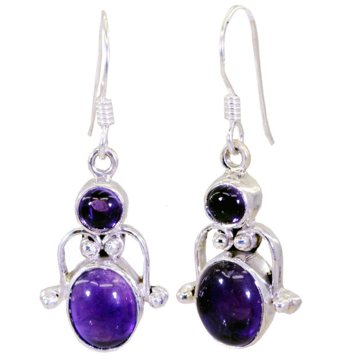 charming Amethyst 925 Solid Sterling Silver Purple Earring Natural easily US
