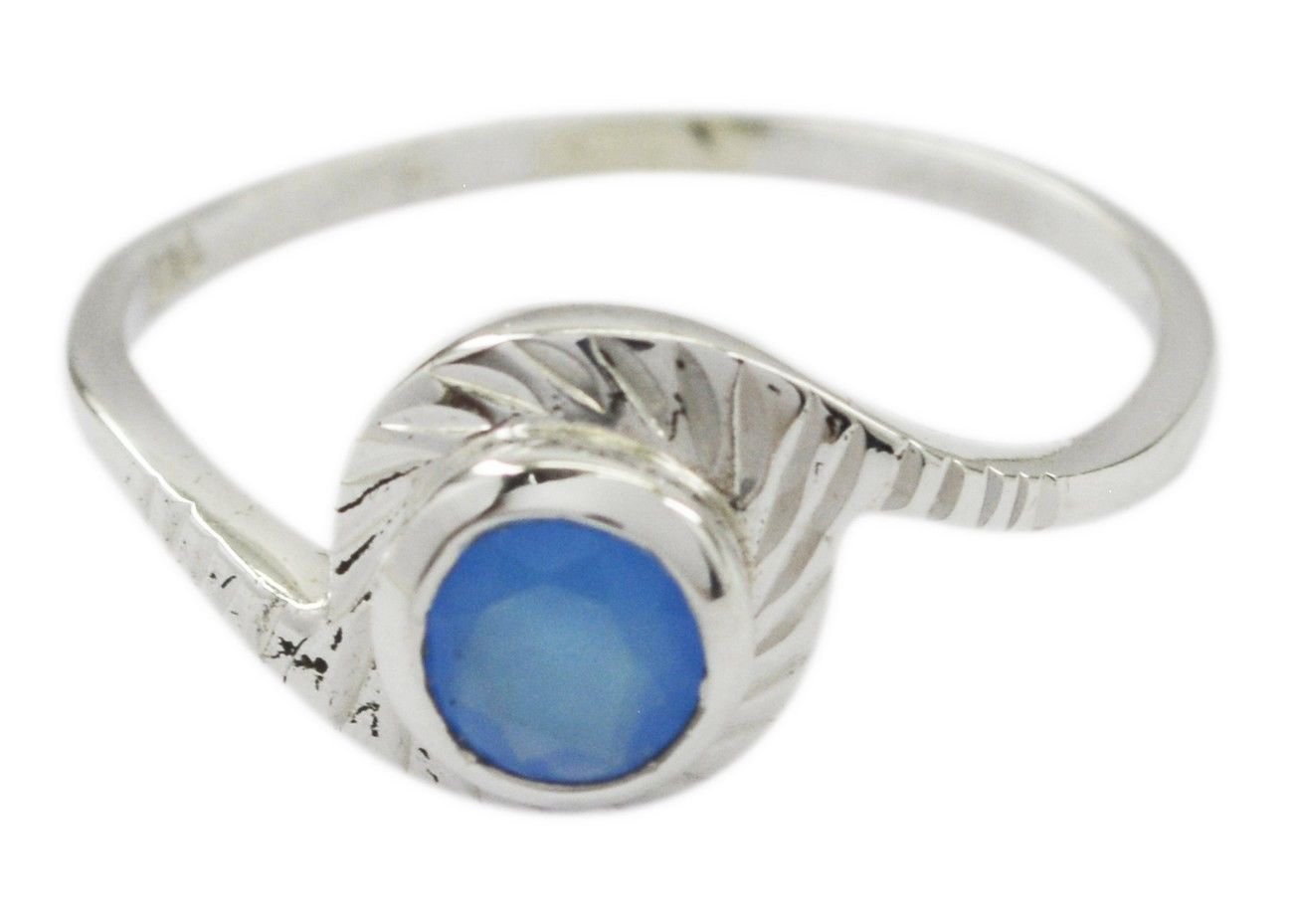fine Blue Chalcedony 925 Sterling Silver Blue Ring genuine jewellery US