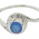 fine Blue Chalcedony 925 Sterling Silver Blue Ring genuine jewellery US