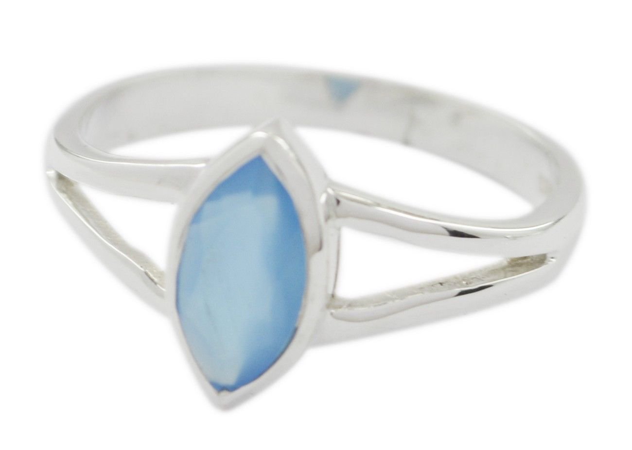 fascinating Blue Chalcedony 925 Sterling Silver Blue Ring Natural indian US