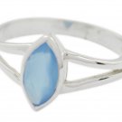 fascinating Blue Chalcedony 925 Sterling Silver Blue Ring Natural indian US