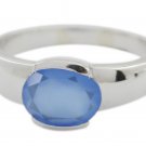 excellent Blue Chalcedony 925 Sterling Silver Blue Ring genuine india US