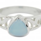 enticing Blue Chalcedony 925 Sterling Silver Blue Ring Natural jaipur US