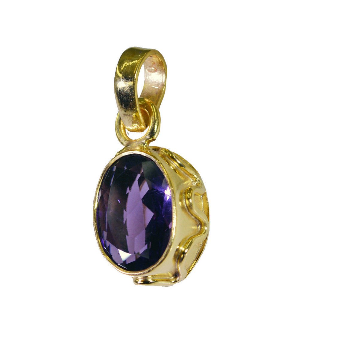 adorable Amethyst Gold Plated Purple Pendant Glass indian US