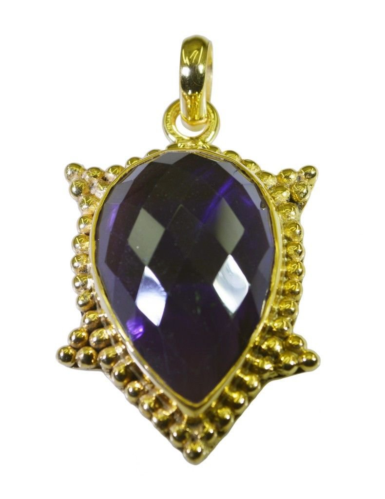 classy Amethyst Gold Plated Purple Pendant Fashion gemstone US