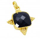 fine Black onyx Gold Plated Black Pendant Glass gemstones US
