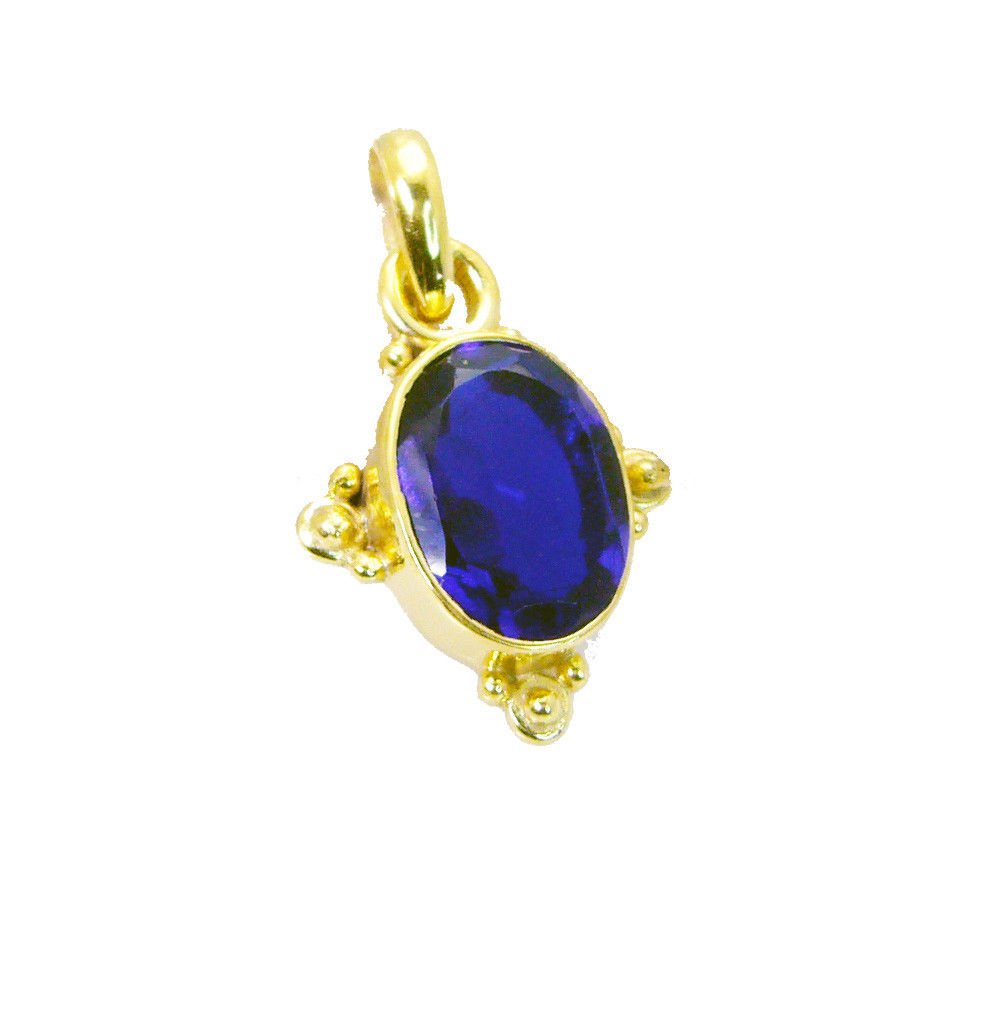 ideal Blue Shappire CZ Gold Plated Blue Pendant Glass exporter US