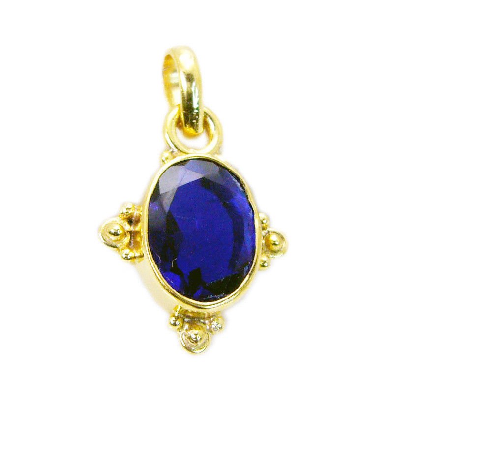 fair Blue Shappire CZ Gold Plated Blue Pendant Glass supplies US