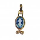 handsome Blue Topaz CZ Gold Plated Blue Pendant Fashion jewellery US
