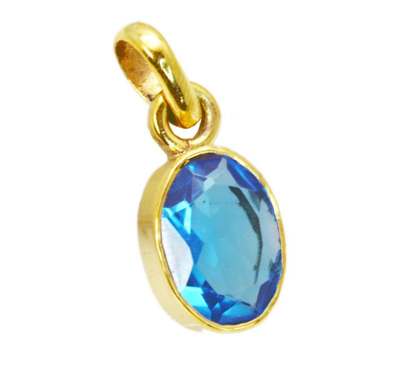 exquisite Blue Topaz CZ Gold Plated Blue Pendant Fashion gemstone US