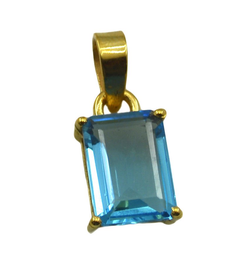 delicate Blue Topaz CZ Gold Plated Blue Pendant Glass easily US