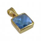 delicate Blue Topaz CZ Gold Plated Blue Pendant Glass Designer US