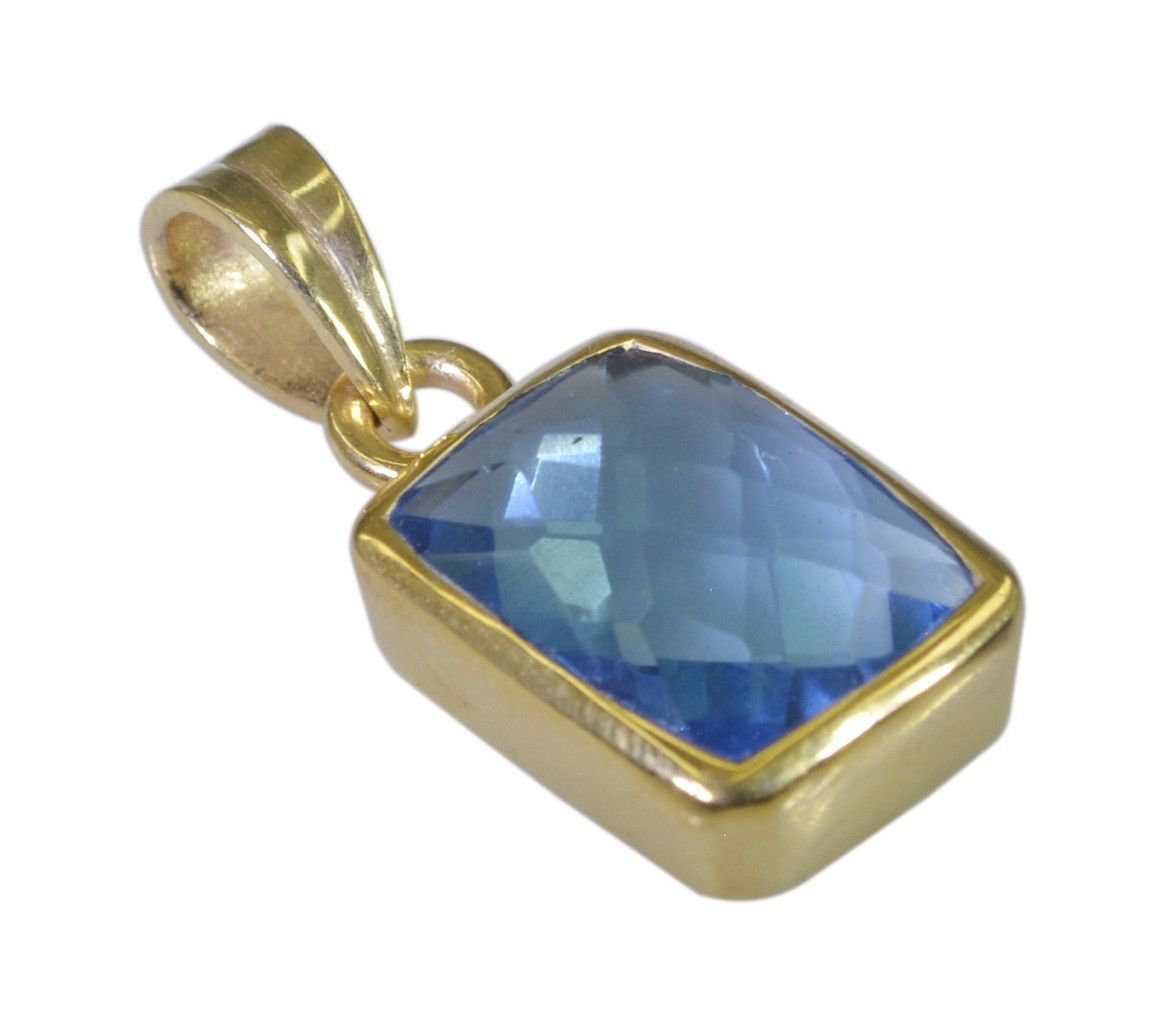 elegant Blue Topaz CZ Gold Plated Blue Pendant Fashion exporter US