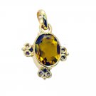 fine Citrine CZ Gold Plated Yellow Pendant Fashion Designer US