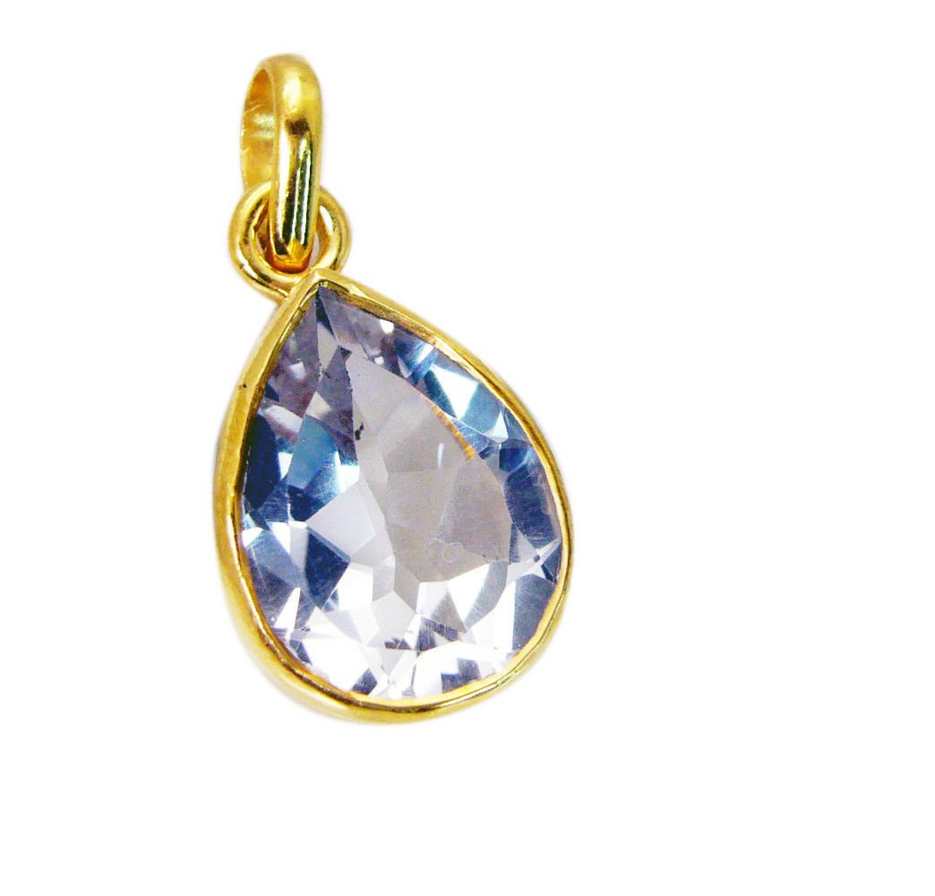 gorgeous Crystal Quartz Gold Plated White Pendant Fashion indian US