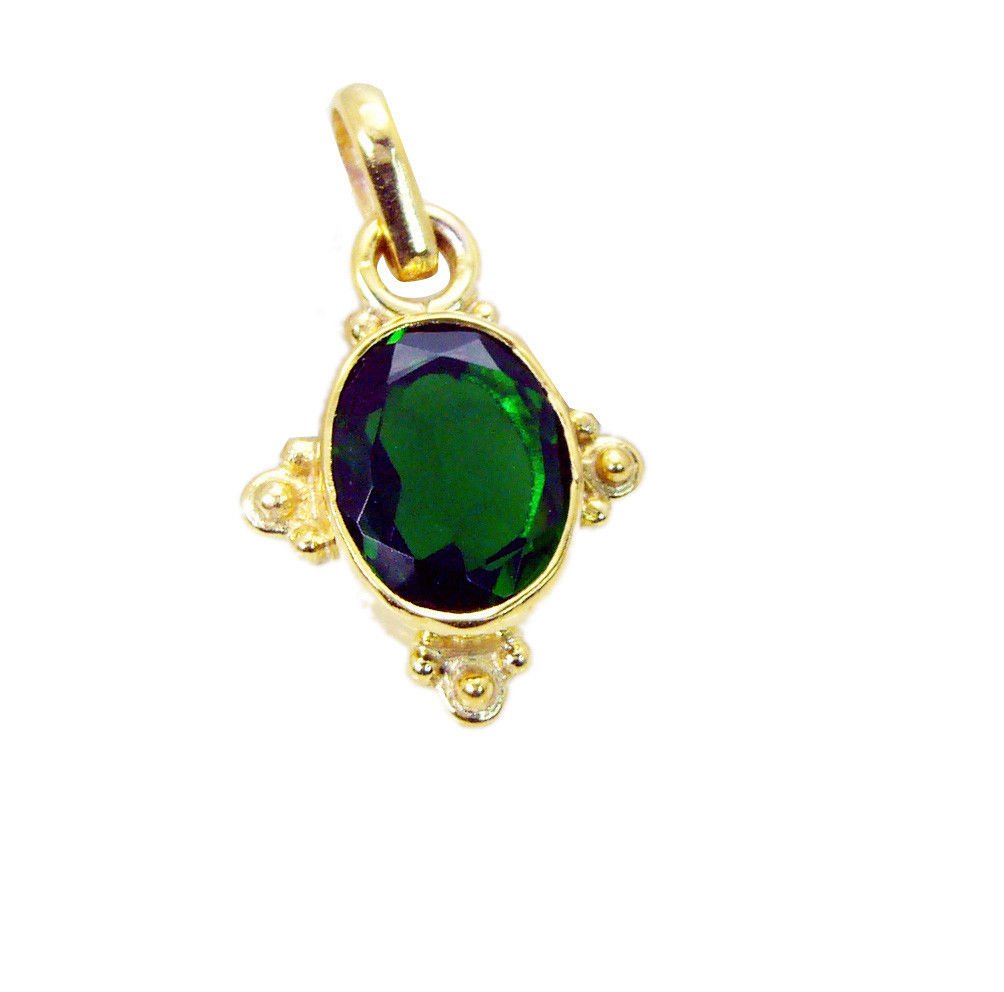 excellent Emerald CZ Gold Plated Green Pendant Glass supplies US