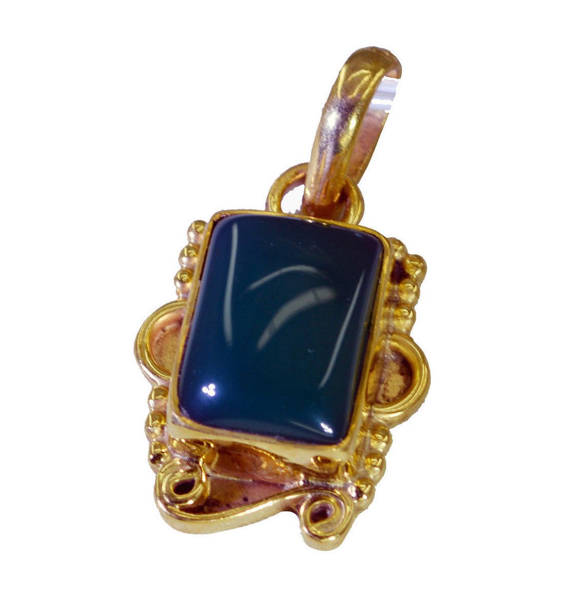 attractive Green Onyx Gold Plated Green Pendant Glass Designer US