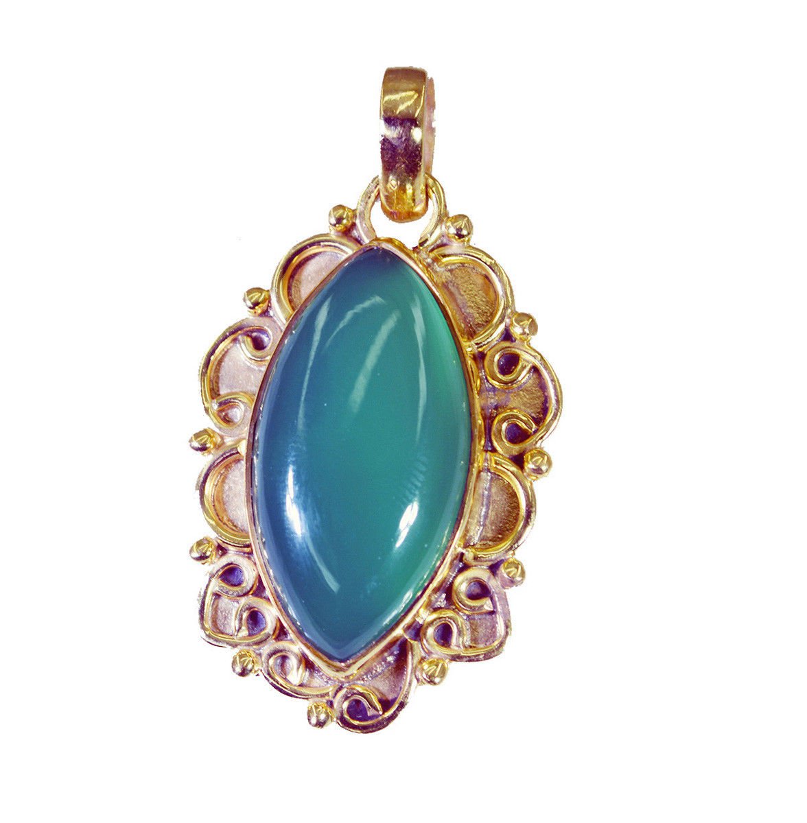 resplendent Green Onyx Gold Plated Green Pendant Fashion supplies US