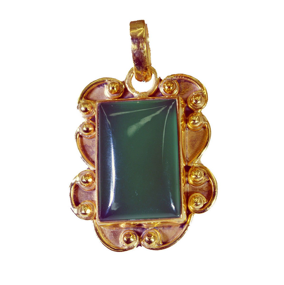 adorable Green Onyx Gold Plated Green Pendant Glass jewelry US