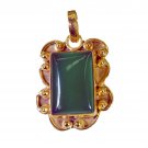 adorable Green Onyx Gold Plated Green Pendant Glass jewelry US