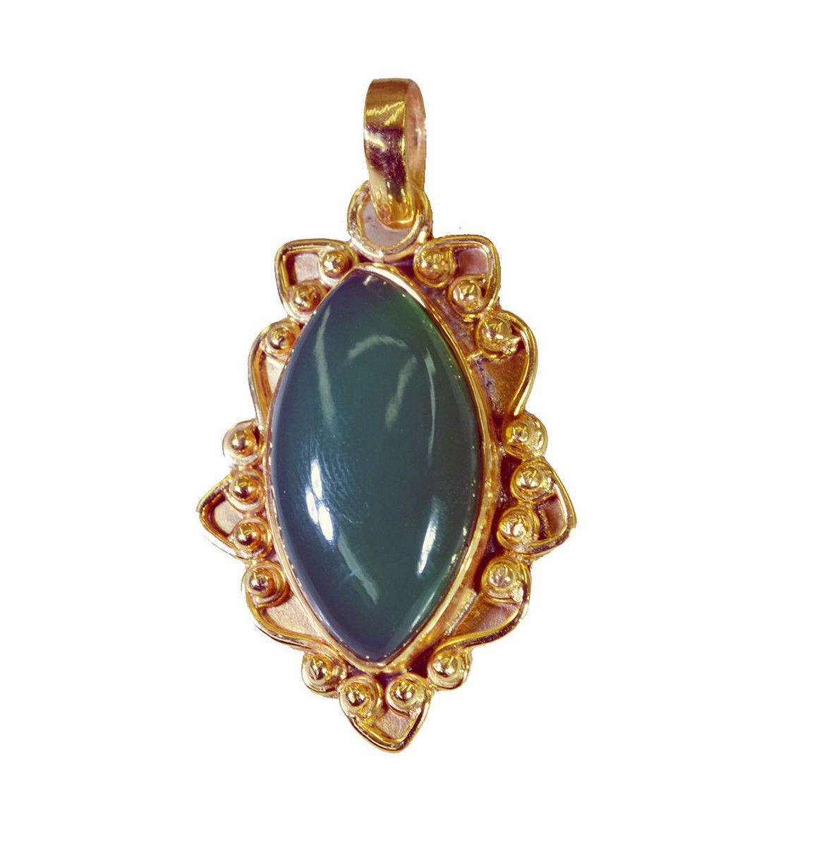 bewitching Green Onyx Gold Plated Green Pendant Glass gemstones US