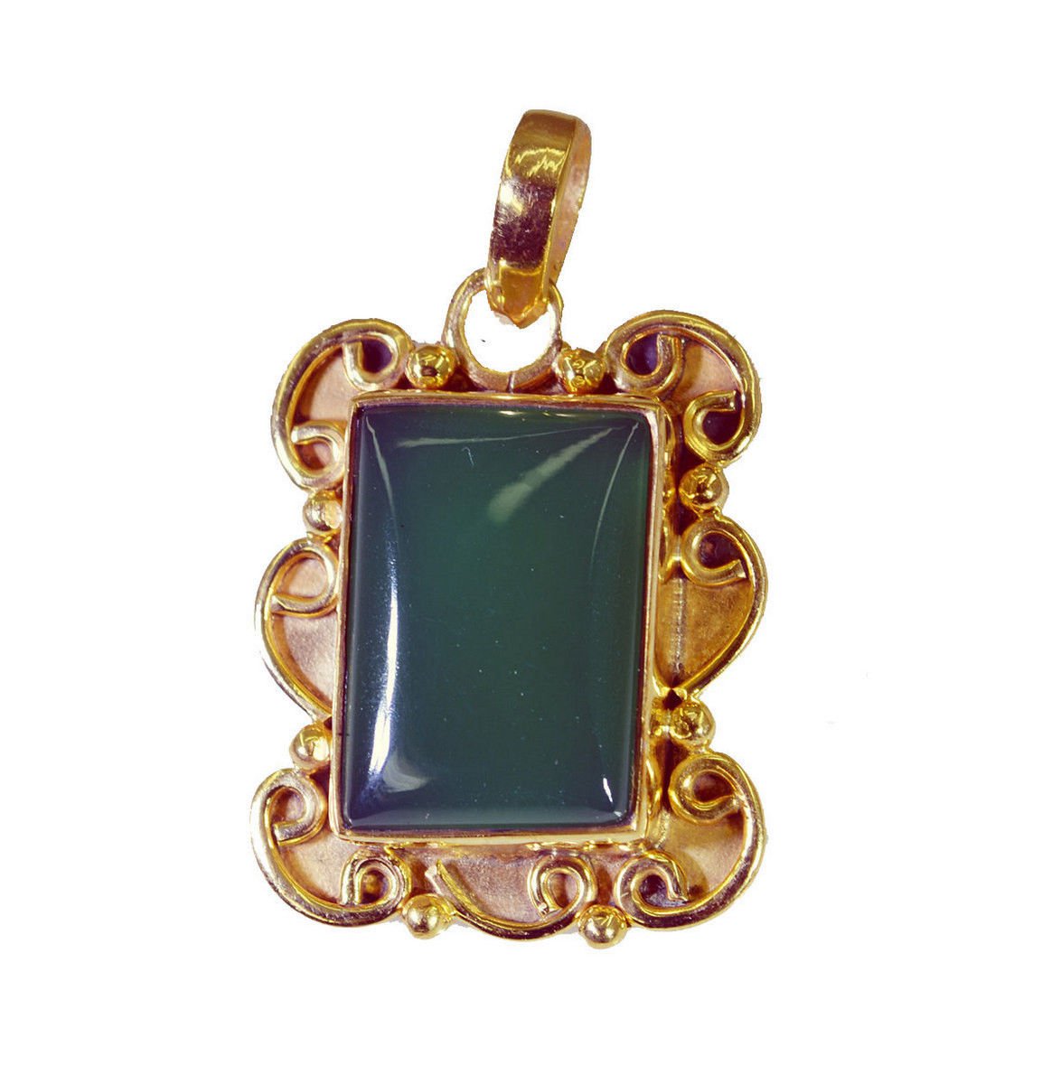 grand Green Onyx Gold Plated Green Pendant Fashion india US