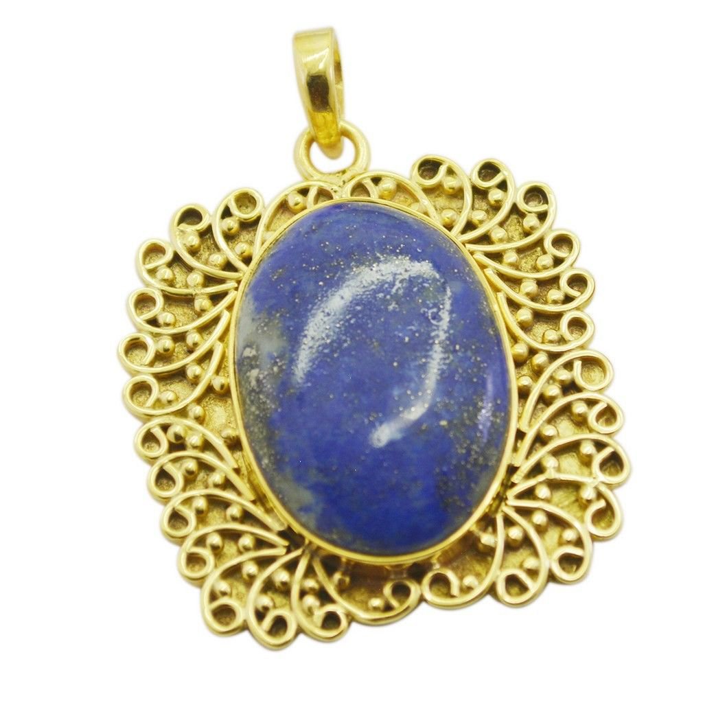 fine Lapis Lazuli Gold Plated Blue Pendant Fashion jaipur US