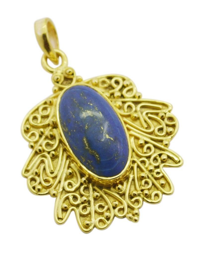 grand Lapis Lazuli Gold Plated Blue Pendant Glass india US
