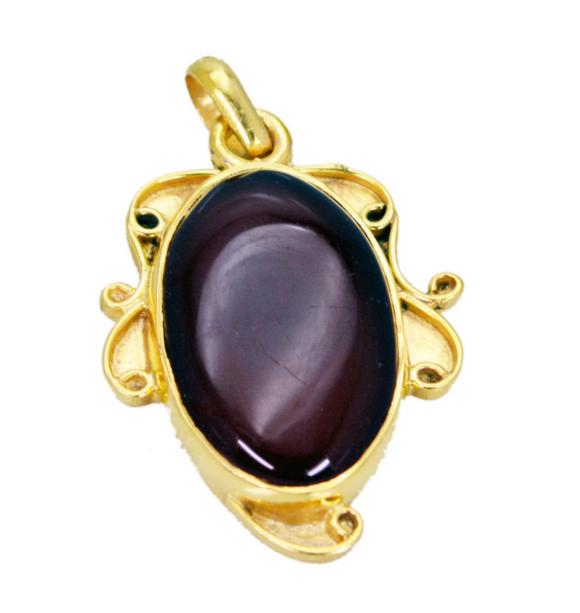 adorable Red Onyx Gold Plated Red Pendant Glass handmade US